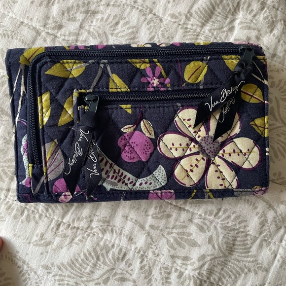 Vera Bradley Floral With Bird Wallet Purple & Blue - Picture 2 of 3